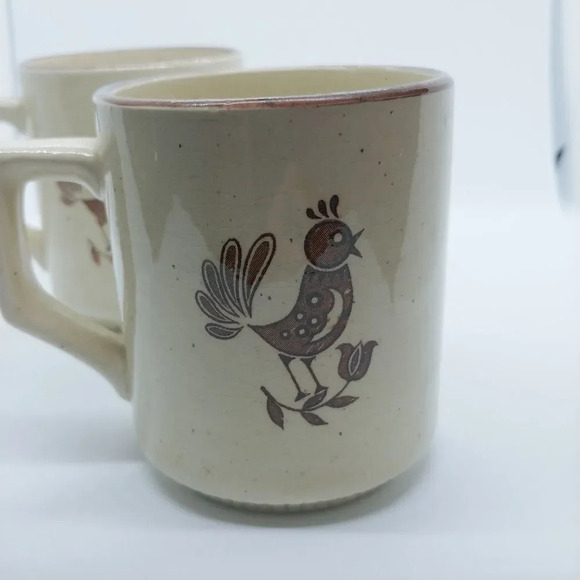 Set of  2 Vintage 70s Coffee/Tea Stoneware Mugs - Picture 3 of 4